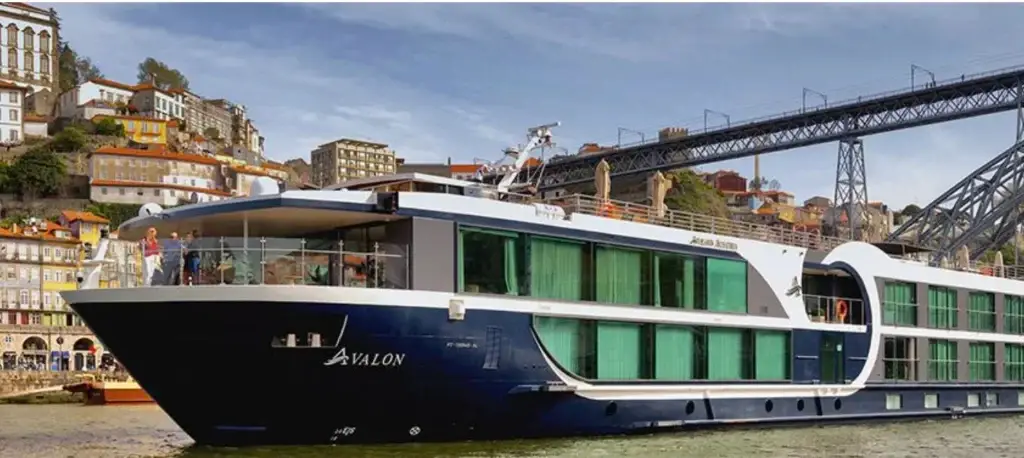 Photo-of-Avalon-Waterways-ship-docked-near-historic-bridge-for-top-ranked-river-cruise-lines