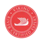 Photo of red Viking River Certified Expert seal for a viking river cruise travel agent