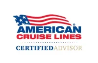 Logo of American Cruise Lines Certified Advisor badge with US flag flourish