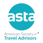 Logo of American Society of Travel Advisors ASTA in teal and gray lettering.