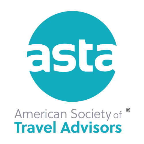 Logo of American Society of Travel Advisors ASTA in teal and gray lettering.