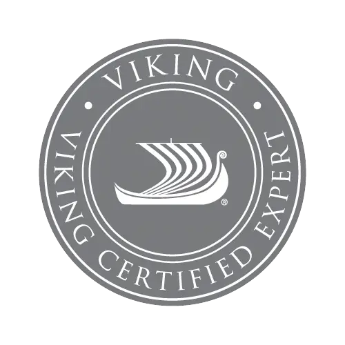 Photo grey Viking Certified Expert round badge logo