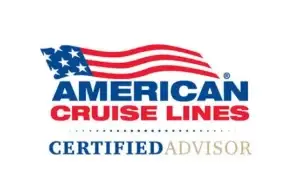 photo American Cruise Lines Certified Advisor badge with US flag wave